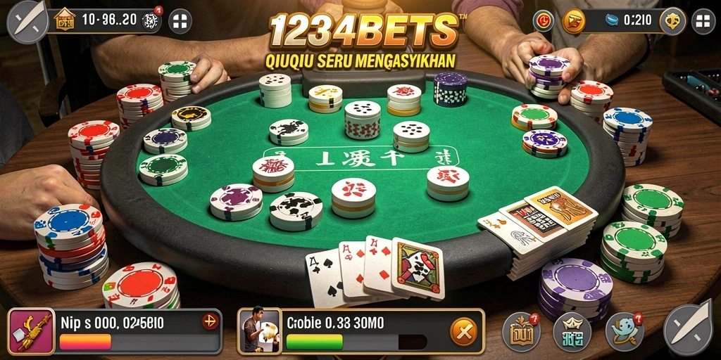 Tampilan seru gameplay QiuQiu di 1234BETS.