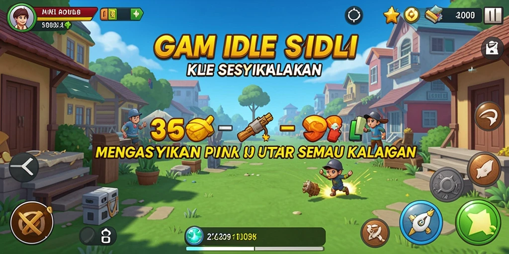 Screenshot menunjukkan pemain mengelola sumber daya dalam game Idle.