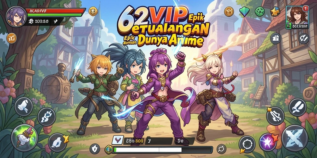 Tampilan menarik dari gameplay 62VIP dengan karakter anime ikonik.