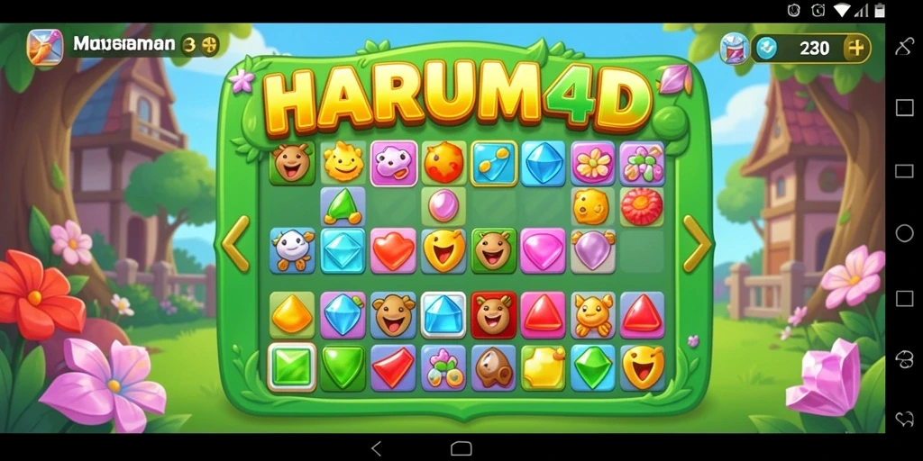 Tampilan gameplay menarik dari HARUM4D dengan elemen Match-3.