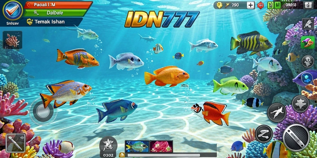 Screenshot gameplay IDN777 yang menampilkan aksi seru menembak ikan.