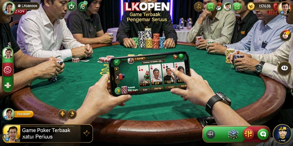 Tampilan gameplay LKOPEN yang mendebarkan di meja Poker.