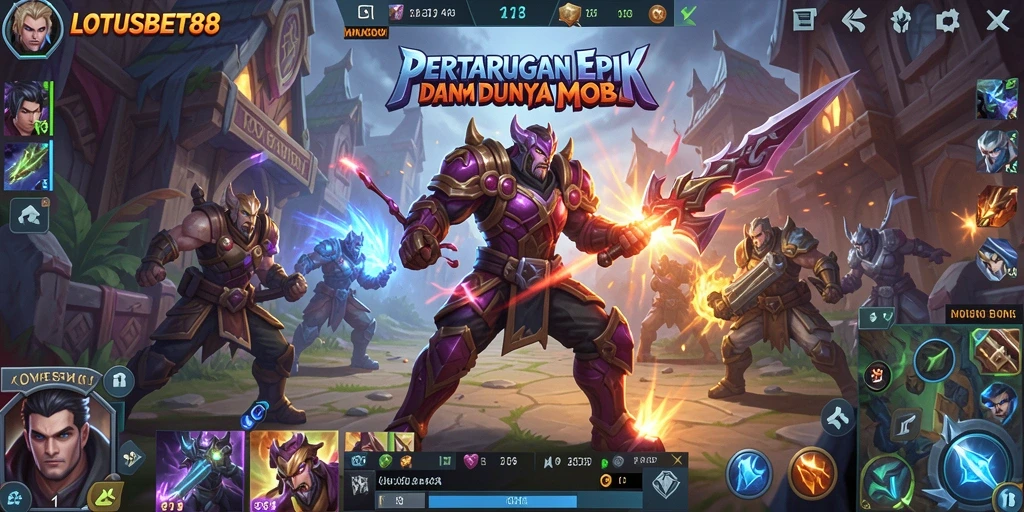 Tampilan gameplay LOTUSBET88 yang mendebarkan dalam pertandingan MOBA.