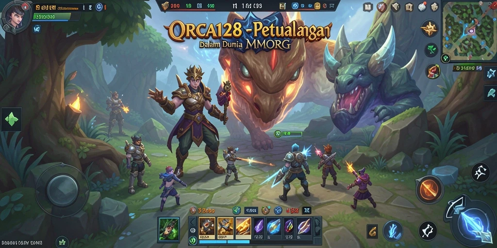 Screenshot gameplay ORCA128 menampilkan pertarungan seru antara karakter pemain dan monster.