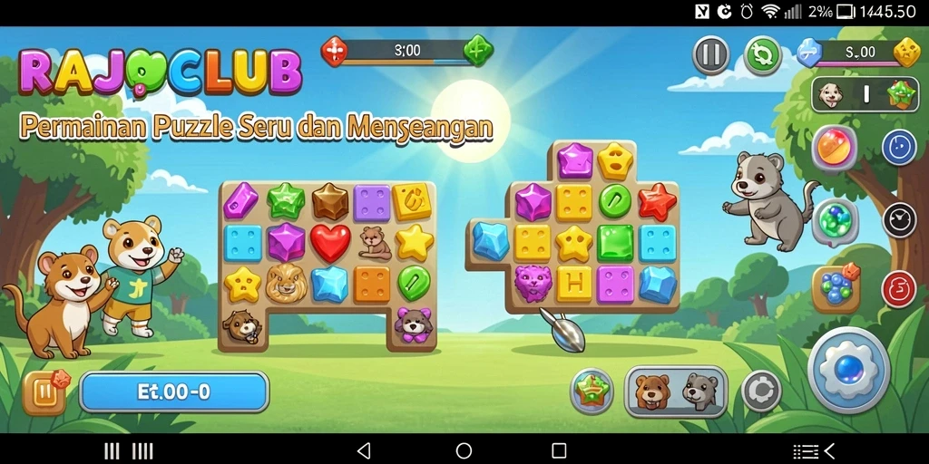 Tampilan gameplay seru RAJACLUB yang penuh tantangan Puzzle.