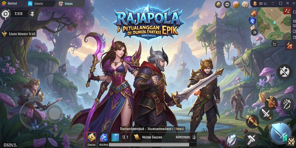 Tangkapan layar gameplay RAJAPOLA yang menunjukkan aksi petualangan MMORPG.