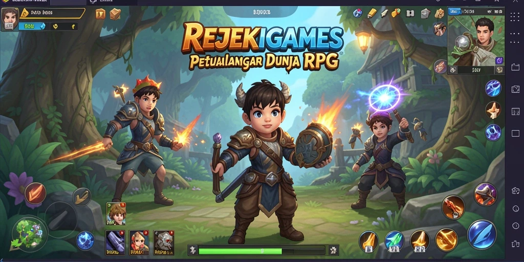 Tampilan gameplay seru dalam REJEKIGAMES saat bertarung melawan monster.