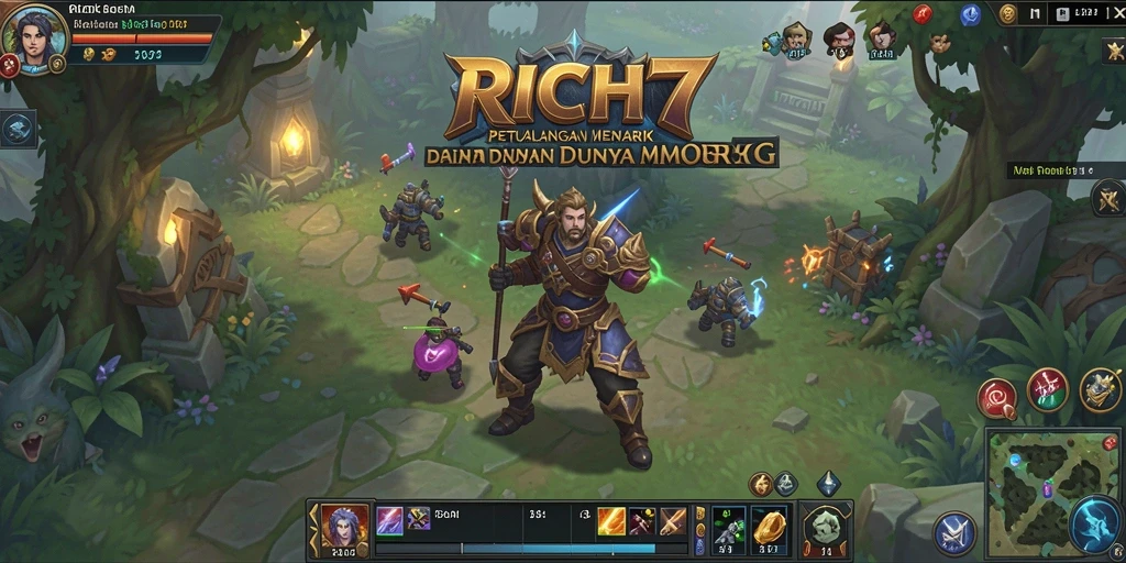 Screenshot gameplay RICH7 menampilkan aksi seru dalam pertempuran MMORPG.
