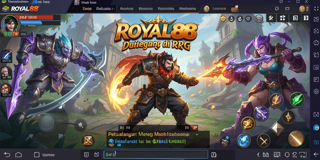 Tampilan gameplay epik dari ROYAL88 yang menampilkan aksi pertempuran strategis.