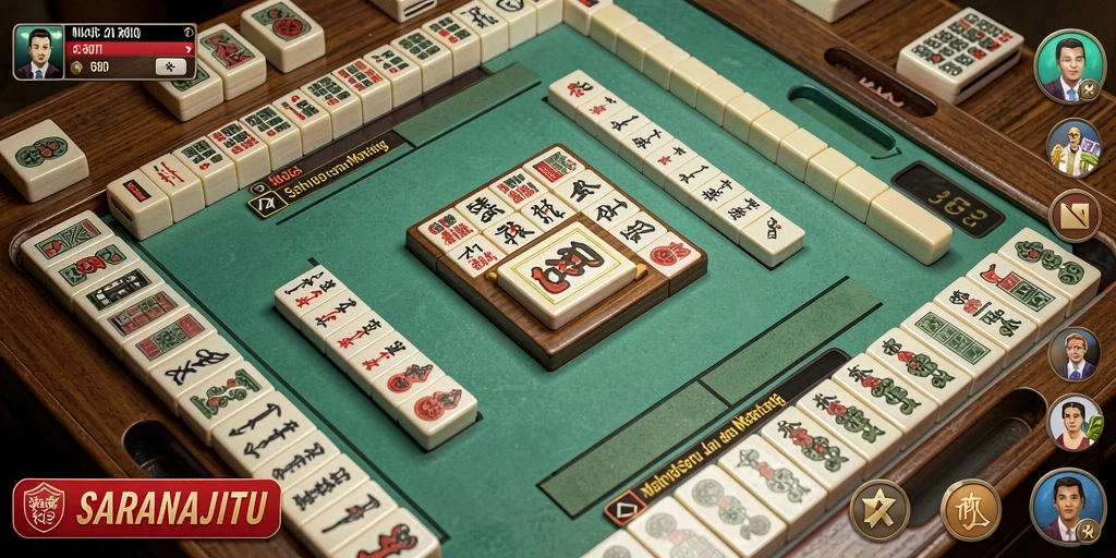 Tampilan utama game SARANAJITU dengan gameplay Mahjong yang menarik.