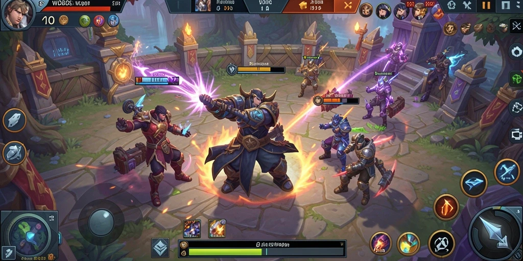 Screenshot gameplay WDBOS yang menawan di arena pertarungan.