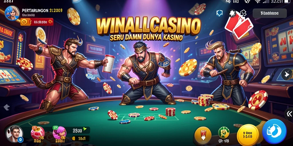 Tampilan menegangkan dari gameplay pertarungan di WINALLCASINO.