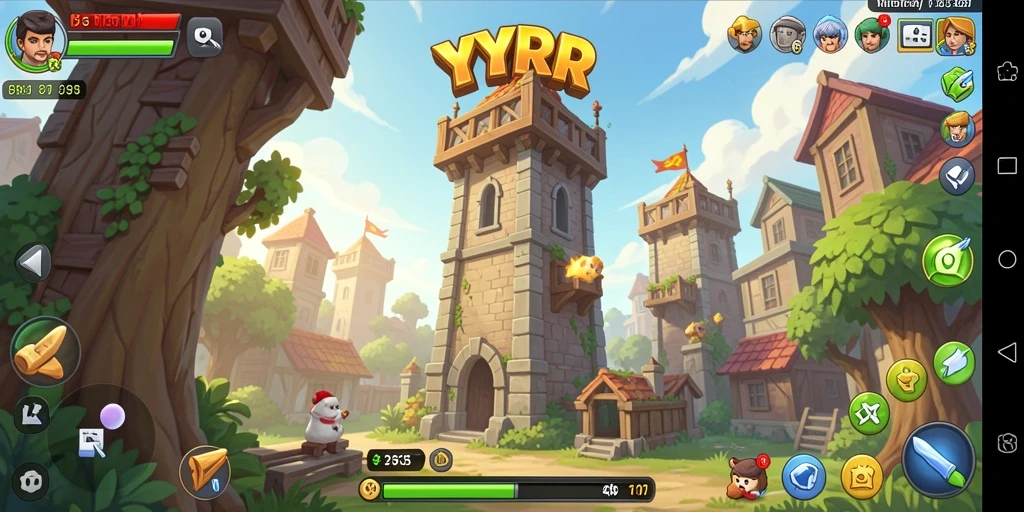 Tampilan epik dari gameplay pertahanan menara di YYRR.